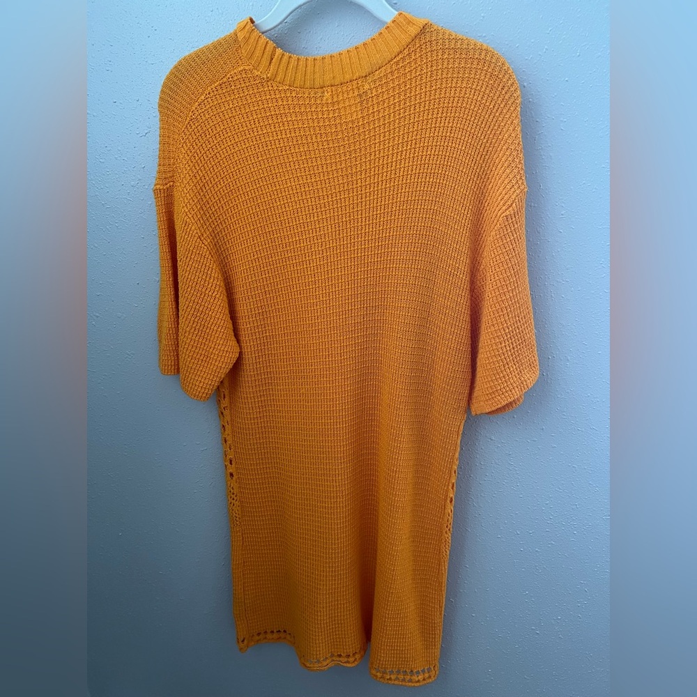 H&M Orange Crochet Cotton Knit Mini Dress Size Small New - Picture 6 of 10